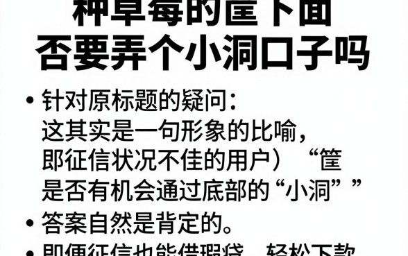 种草莓的筐下面是否要弄个小洞口子吗,罗列五个征信瑕疵也能借网贷轻松下款的软件