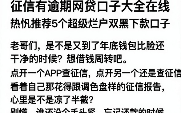 征信有逾期网贷口子大全在线,热忱推荐5个超级烂户双黑下款口子