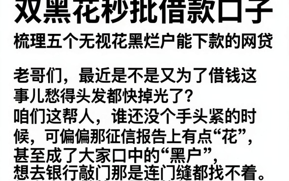 双黑花秒批借款口子,梳理五个无视花黑烂户能下款的网贷