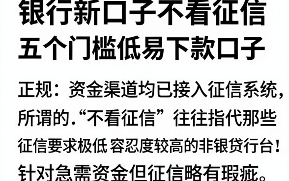 银行新口子不看征信，详细阐述五个门槛低易下款口子