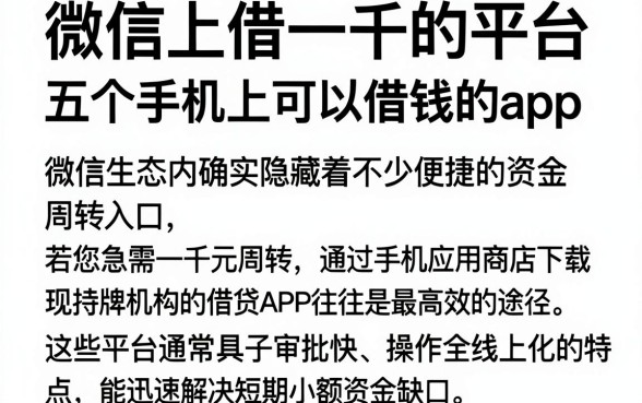 微信上借一千的平台,梳理五个手机上可以借钱的app
