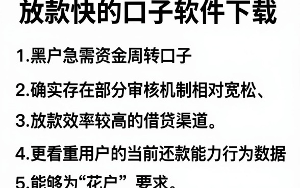 放款快的口子软件下载，条列5个黑户快速下款的口子