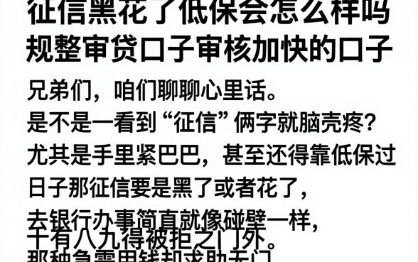 征信黑花了低保会怎么样吗，规整五个审贷口子审核加快的口子