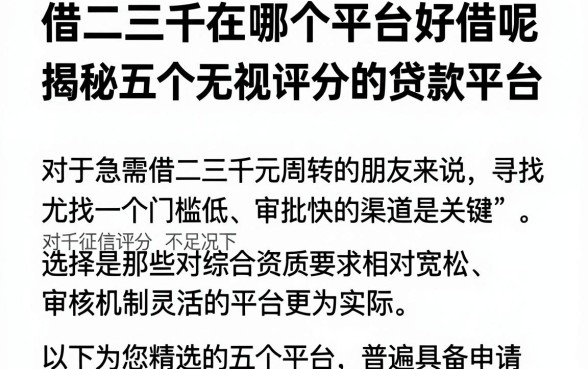 借二三千在哪个平台好借呢,揭秘五个无视评分的贷款平台