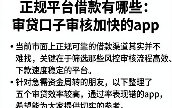 正规平台借款有哪些,整理五个审贷口子审核加快的app