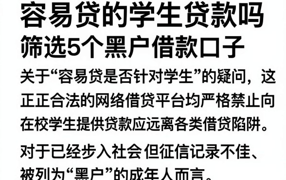 容易贷的学生贷款吗,筛选5个黑户借款口子