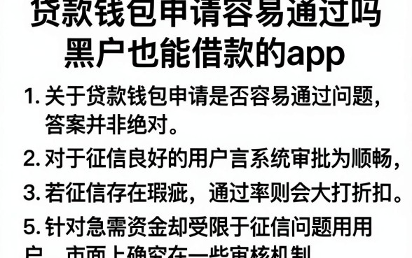 贷款钱包申请容易通过吗,理出5个黑户也能借款的app