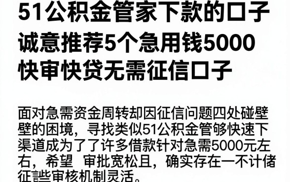 51公积金管家下款的口子,诚意推荐5个急用钱5000快审快贷无需征信口子
