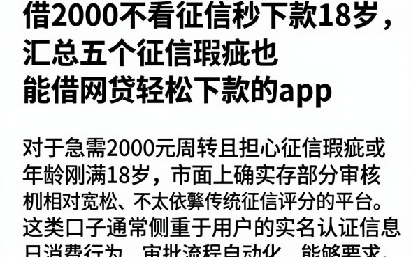借2000不看征信秒下款18岁,汇总五个征信瑕疵也能借网贷轻松下款的app