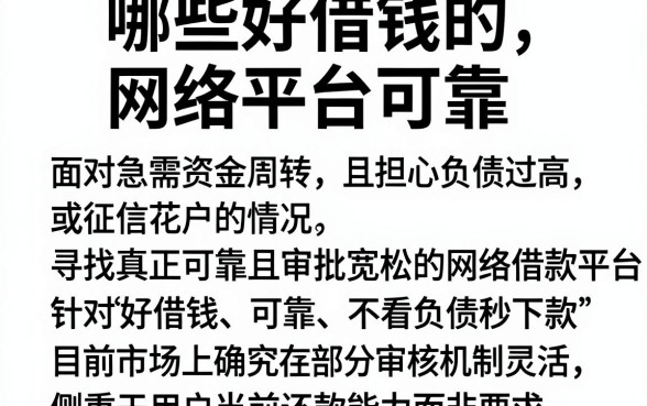 哪些好借钱的网络平台可靠，整理五个不看负债秒下款的网贷软件