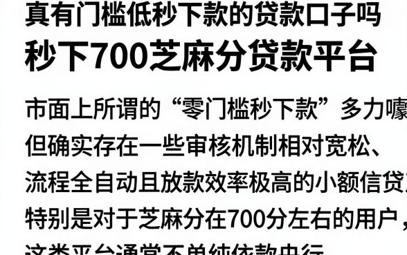 真有门槛低秒下款的贷款口子吗,梳理五个秒下700芝麻分贷款平台