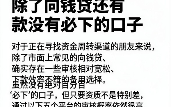 除了向钱贷还有没有必下的口子，精选五个高炮能下款的app