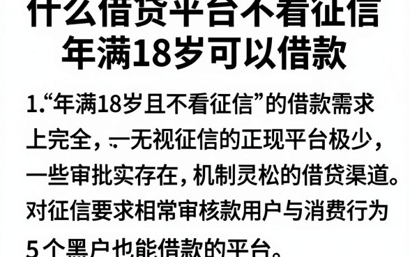 什么借贷平台不看征信年满18岁可以借款,详尽说明5个黑户也能借款的平台
