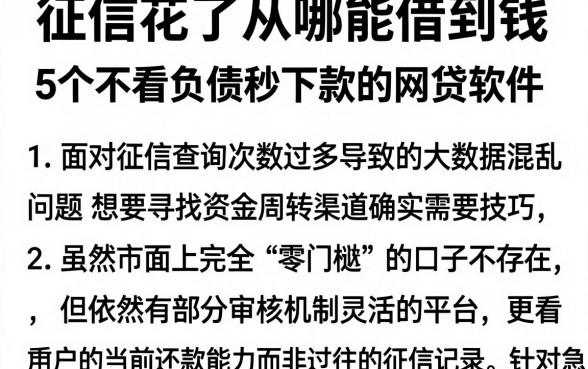 征信花了从哪能借到钱，汇总5个不看负债秒下款的网贷软件