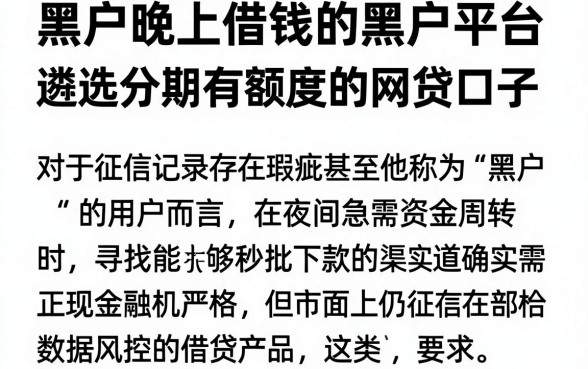 黑户晚上借钱的黑户平台，遴选五个分期有额度的网贷口子
