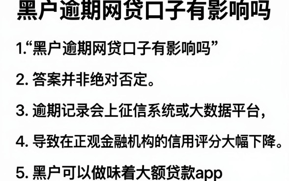 黑户逾期网贷口子有影响吗，归纳5个黑户可以做大额贷款app