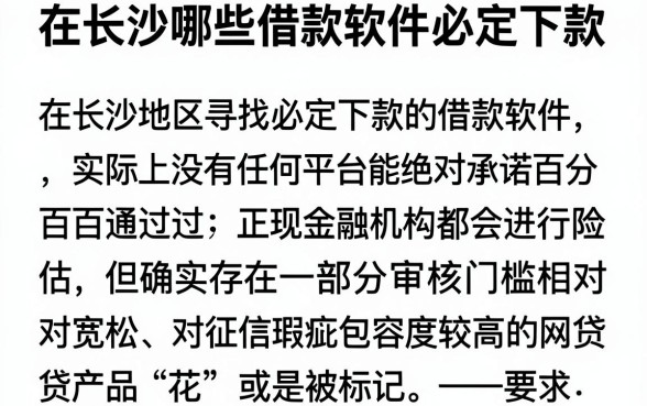 在长沙哪些借款软件必定下款,概览五个无视花黑烂户能下款的网贷