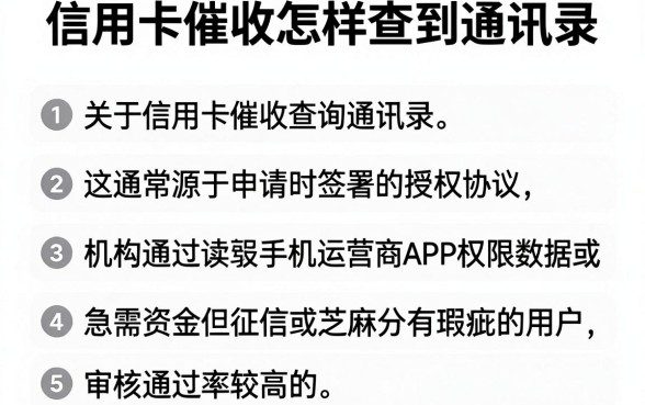 信用卡催收怎样查到通讯录，整合五个芝麻分负面借款的平台