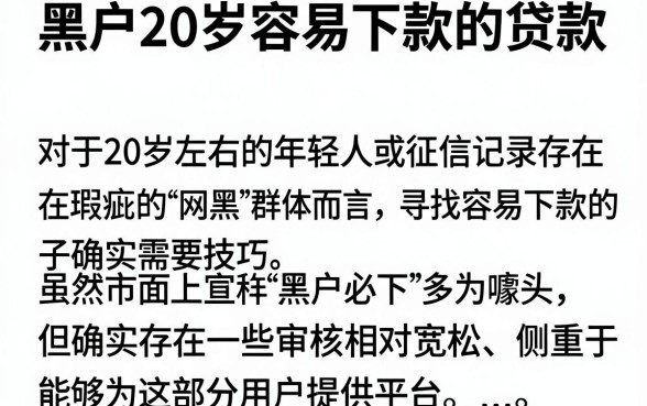 黑户20岁容易下款的贷款，概览五个网黑逾期下款平台