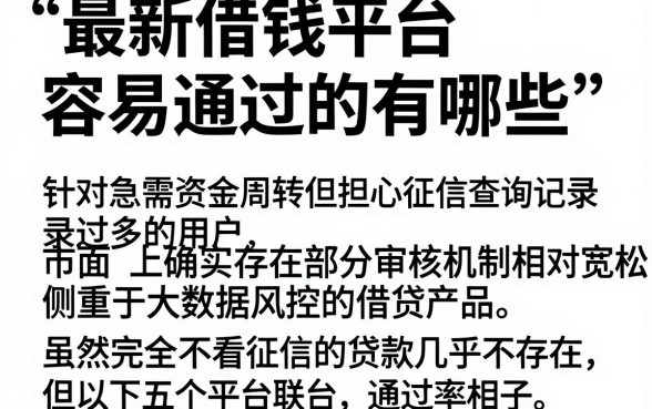 最新借钱平台容易通过的有哪些,汇总5个不看征信查询的软件