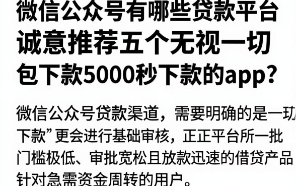 微信公众号有哪些贷款平台，诚意推荐五个无视一切包下款5000秒下款的app
