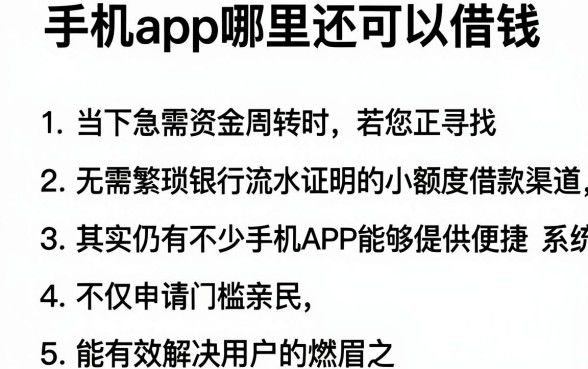 手机app哪里还可以借钱,理出5个不查流水的小额度贷款平台