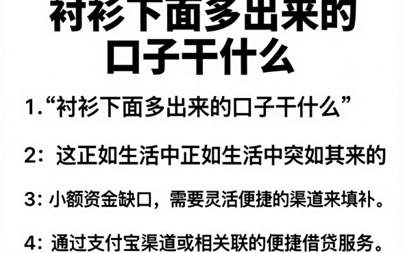 衬衫下面多出来的口子干什么，概览五个支付宝快贷轻松借软件