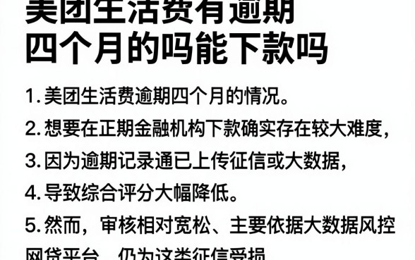 美团生活费有逾期四个月的吗能下款吗,枚举五个黑户可以借款的网贷app