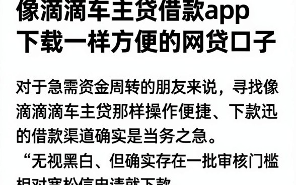 像滴滴车主贷借款app下载一样方便的网贷口子，整合五个无视黑白无视征信申请就下款的口子