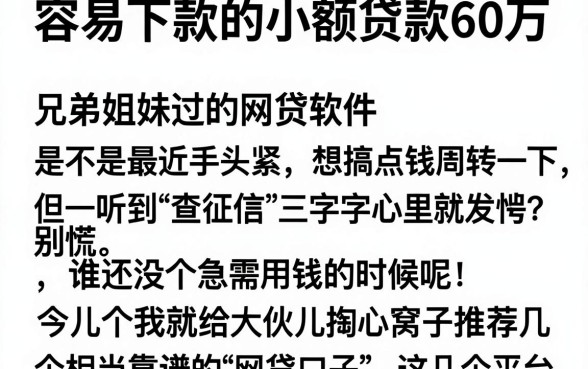 容易下款的小额贷款60万,详细阐述5个秒批通过的网贷软件