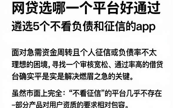 网贷选哪一个平台好通过，遴选5个不看负债和征信的app
