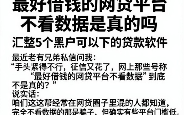 最好借钱的网贷平台不看数据是真的吗，汇整5个黑户可以下的贷款软件