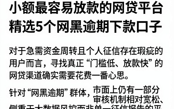 小额最容易放款的网贷平台,精选5个网黑逾期下款口子