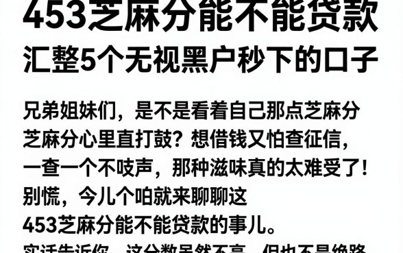 453芝麻分能不能贷款,汇整5个无视黑户秒下的口子