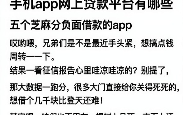 手机app网上贷款平台有哪些，详尽说明五个芝麻分负面借款的app