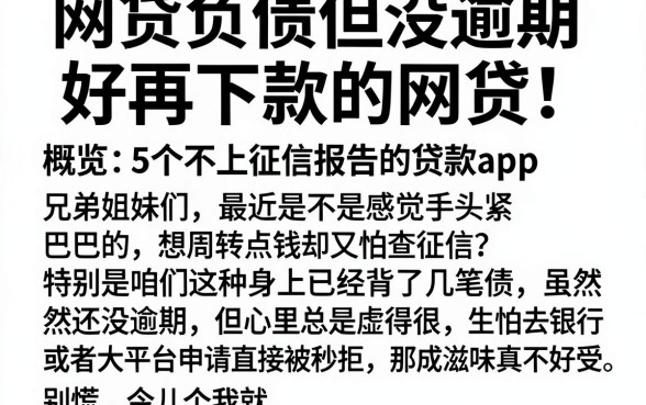 网贷负债但没逾期好再下款的网贷，概览5个不上征信报告的贷款app