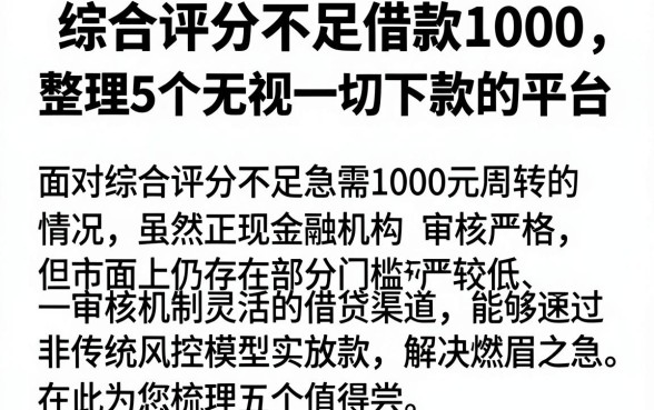 综合评分不足借款1000,整理5个无视一切下款的平台