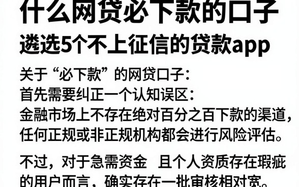什么网贷必下款的口子，遴选5个不上征信的贷款app