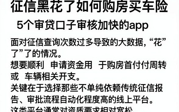 征信黑花了如何购房买车险,详尽说明5个审贷口子审核加快的app