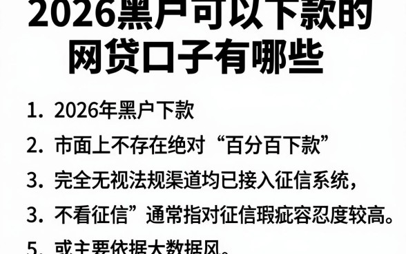 2026黑户可以下款的网贷口子有哪些，理出5个不看负债和征信的平台