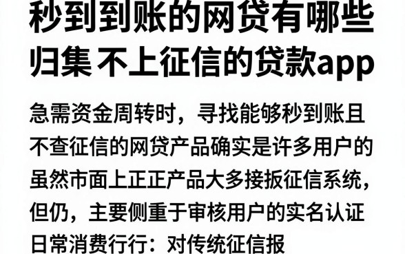 秒到到账的网贷有哪些，归集五个不上征信的贷款app