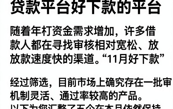 贷款平台好下款的平台,汇整五个11月能贷款的软件