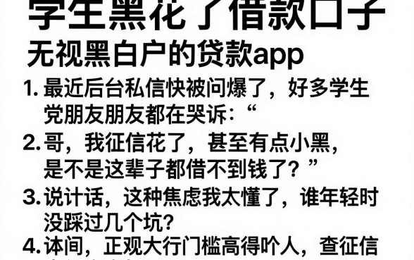 学生黑花了借款口子，条列5个无视黑白户的贷款app