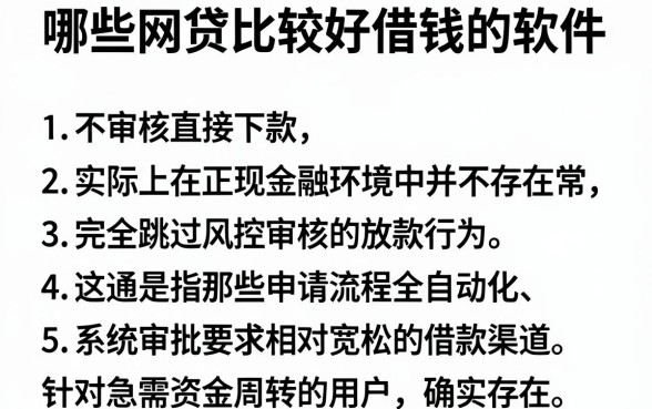 哪些网贷比较好借钱的软件,整合5个不审核直接下款的口子