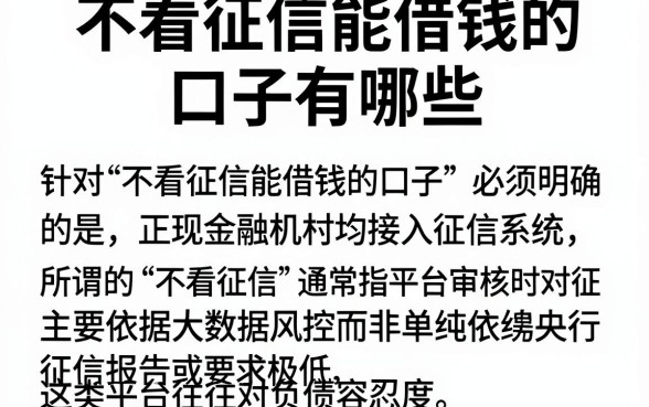 不看征信能借钱的口子有哪些，甄选5个不看负债和征信的软件