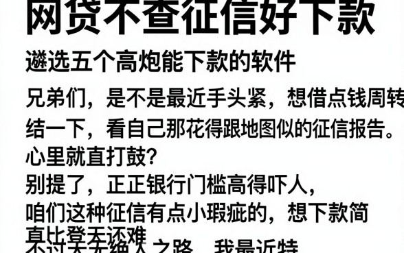 网贷不查征信好下款,遴选五个高炮能下款的软件