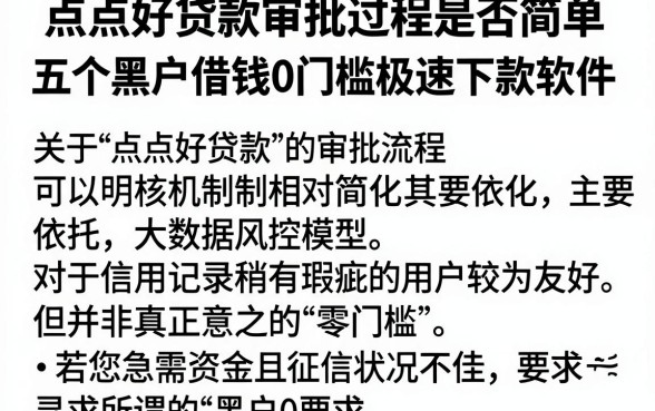 点点好贷款审批过程是否简单，详尽说明五个黑户借钱0门槛极速下款软件