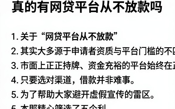 真的有网贷平台从不放款吗,理出5个利息低的网贷平台