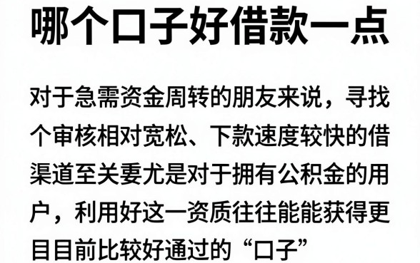 哪个口子好借款一点,揭秘五个公积金借钱软件