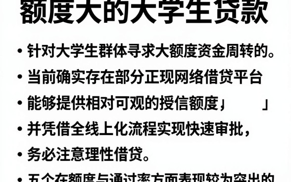 额度大的大学生贷款，详尽说明五个秒批通过的网贷平台